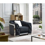 Glory Sapphire Velvet Upholstered Chair W/led Accent Lighting Black New. Price: $1041.41.
