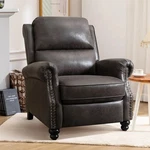 Espresso Brown Faux Leather Manual Pushback Armchair Recliners New. Price: $379.95.