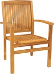 Light Brown Stackable Wooden Patio Dining Armchair With Slat Back New. Price: $314.99.