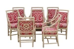 Set Of Eight Authentic Iconic Mcguire Target Back Arm Dining Chairs Rawhide Used. Price: $8995.00.