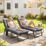 Outsunny Folding Chaise Lounge Chair Outdoor Set Of 2 W/ Cushion, Dark Gray New. Price: $178.99.