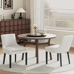 Malol Dining Chairs Set Of 2 Corduroy Wood Legs Mid-back Padded Beige Open. Price: $169.00.