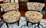 Pier 1 Imports Floral Accent Chairs (2 In This Set) Round Swivel Wood Boho Rare Used. Price: $595.00.