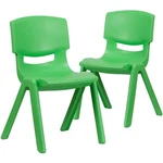 Flash Furniture 15.5" Plastic Stackable School Chair In Green (set Of 2) New. Price: $122.09.