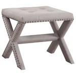Best Master Fabric Upholstered Square Accent Bench In Neutral Gray/nail Heads New. Price: $82.13.