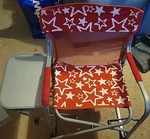 Members Mark Sams Kid's Red & White Director's Folding Chair With Tray 4528 Used. Price: $50.00.