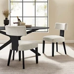 Modway Nalani Dining Chairs - Set Of 2 Heathered Weave Ivory Black New. Price: $228.25.
