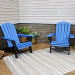 Hdpe Adirondack Chair With Drink Holder - Blue/black Set Of 2 By Sunnydaze New. Price: $248.67.