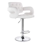 Elama Faux Leather Tufted Bar Stool In White Chrome Base & Adjustable Height New. Price: $160.01.