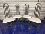 Set Of 4 Amisco Mcm Mid Century Metal Slatted Arch White & Grey Dining Chairs Used. Price: $267.94.