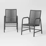 Threshold Set Of 2 Padded Wicker Dining Outdoor Patio Armchairs, Gray New. Price: $87.99.