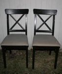Set Of 2 Ikea Ingolf Dining Chairs Brown Black Wood Padded Used. Price: $100.00.