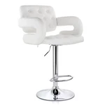 Elama Adjustable Bar Stool White Tufted Faux Leather Seat, Chrome Base, Swivel New. Price: $175.99.