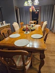 Ethan Allen Legacy French Country Carved Pineapple Maple Dining Table And Chairs Used. Price: $800.00.