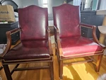 Hancock & Moore Pair Red Leather Swivel Tilt Office Desk Chair Caster Used. Price: $1600.00.