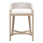 Pemberly Row Rope Seat Counter Stool 21"W In White With Mahogany Base New. Price: $799.00.