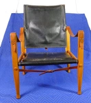 Rare Vintage Safari Lounge Chair By Kaare Klint + Carl Hansen Ash Black Leather Used. Price: $2500.00.
