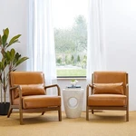 Glitzhome Set Of 2 Mid Century Yellowish Brown Pu Leather Accent Armchair New. Price: $399.00.