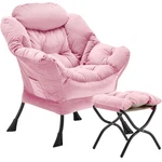 Youtanic Lazy Chair With Folding Ottoman, 26.8"D X 31.5"W 37.4"H, Pink-f New. Price: $197.02.