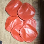 Knoll Red Leather Saarinen Tulip Seat Cushions Set Of 6 Used. Price: $587.50.