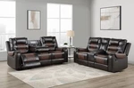 New Two-tone 2PC Leather Gel Brown Sofa Loveseat 4-RECLINER Rustic Living Room. Price: $1849.99.