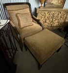 Marge Carson Emperador Upholstered Lounge Chair & Ottoman Set Matching Pillows Used. Price: $2750.00.