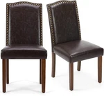 2PCS Upholstered Modern Dining Chair Fabric Leather Nailhead Trim Wood Leg New. Price: $98.82.