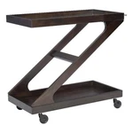 Bowery Hill Wood Z Shaped Rolling Bar Cart With Glass Top Umber Stain New. Price: $176.41.