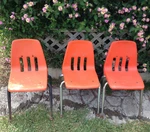 Vtg Virco Los Angeles Chair Set Orange Plastic Child School Mid Century Rustic Used. Price: $66.82.