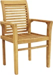 Light Brown Solid Teak Outdoor Slatted Armchair - Stylish & Durable New. Price: $358.99.