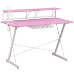 Techni Sport TS-200 Carbon Computer Gaming Desk With Shelves Pink/white New. Price: $161.99.