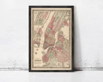 Old New York Map 1866 Manhattan Vintage Wall Print Framed. Price: $195.00.