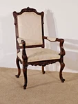 Massive Henredon Heavily Carved Walnut Upholstered French Louis Xiv Arm Chair Used. Price: $1195.00.
