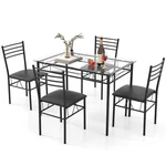 5 Pc Dining Set Glass Top Table And 4 Chairs Kitchen Room Furniture New. Price: $168.00.