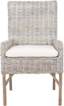 Nancy Grey Wash Rattan Accent Chair With White Cushion - Stylish Home Collection New. Price: $449.99.