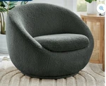 Better Homes & Gardens Mira Swivel Chair, Gray Shearling New. Price: $330.00.