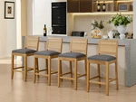 4 Set 27.9" Height Linen Fabric Barstools Solid Wood Rattan-back Chairs Gray New. Price: $338.99.