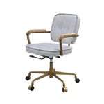 Acme Siecross Office Chair With Wooden Arm Vintage White Top Grain Leather New. Price: $778.50.