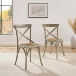 Modway Gear Rustic Modern Farmhouse Elm Wood Rattan Two Dining Chairs Gray New. Price: $267.00.