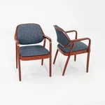 1980S Pair Of Don Petitt For Knoll 1105 Bentwood Armchair In Oak W/ Blue Fabric Used. Price: $1500.00.