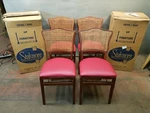 4 New Stakmore 762 French Natural Cane Back Folding Chairs, Cherry Finish, Blush Open. Price: $439.95.