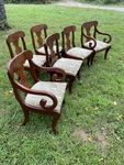 Mid Century Dining Chairs Set Of 6 Dark Grainwood Biophilic Neo Deco Design Used. Price: $549.99.
