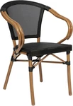 Flash Furniture Marseille Commercial Bistro Stack Chair Curved Arms Black Open. Price: $129.00.