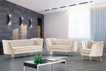 Margo Contemporary Cream Velvet Living Room Set Gold Metal Legs New. Price: $1378.88.
