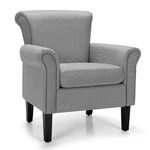 Costway Modern Upholstered Fabric Accent Chair W/ Rubber Wood Legs Light Gray New. Price: $109.99.