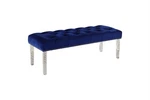 Best Master Suede Fabric Upholstered Bench In Navy Blue/acrylic Legs New. Price: $106.30.
