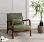$80 Uixe Green Leather Accent Chair With Solid Wood Legs Modern Design Open. Price: $100.00.