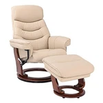 Pemberly Row Contemporary Leather Swivel Recliner With Storage Ottoman New. Price: $1357.99.