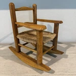 Vintage Small Brown Wood Rocking Chair Handcrafted Wicker 9" Doll Bear Display Used. Price: $22.89.