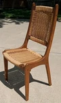 Mid Century Modern Hans Wegner Style Rope Walnut Dining Chairs Pair Yugoslavia Used. Price: $350.00.